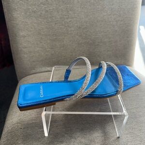 Blue and Silver Embellished Sandals